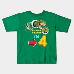 4th Birthday Dinosaur Roaring Kids T-Shirt